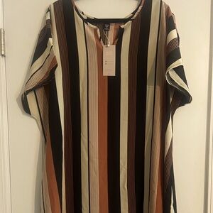 Black, Tan & Rust shirt dress.  4X NWT